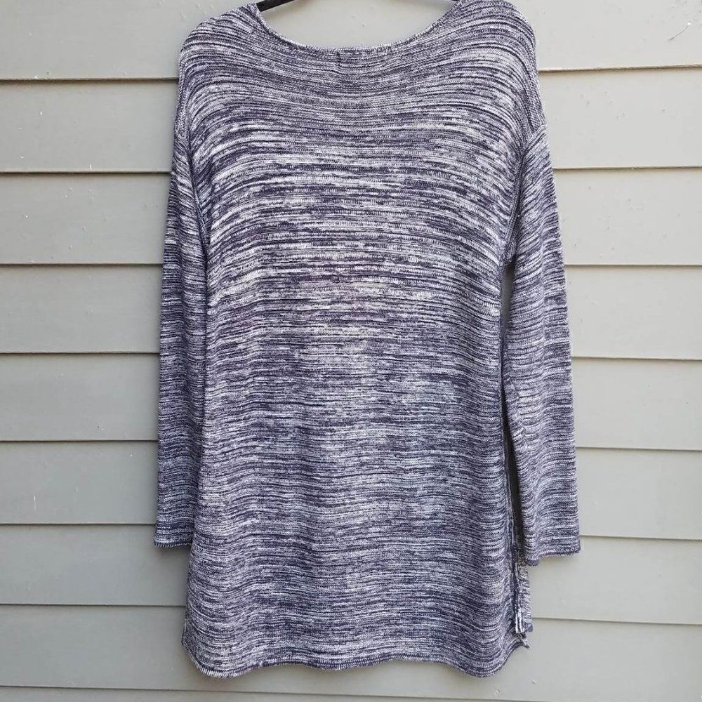 Ellen Tracy Marled Black White Tunic Sweater Large - Picture 3 of 8